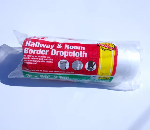 (NEW) Ace 2-Mil Hallway Drop Cloth, 3 x 60-Ft