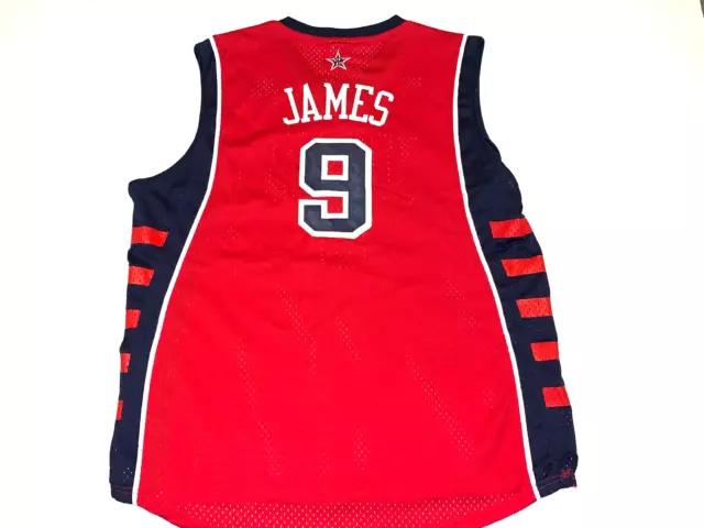 USA BASKETBALL DREAM TEAM SHIRT JERSEY CAMISETA REEBOK #9 LEBRON JAMES  WHITE NBA