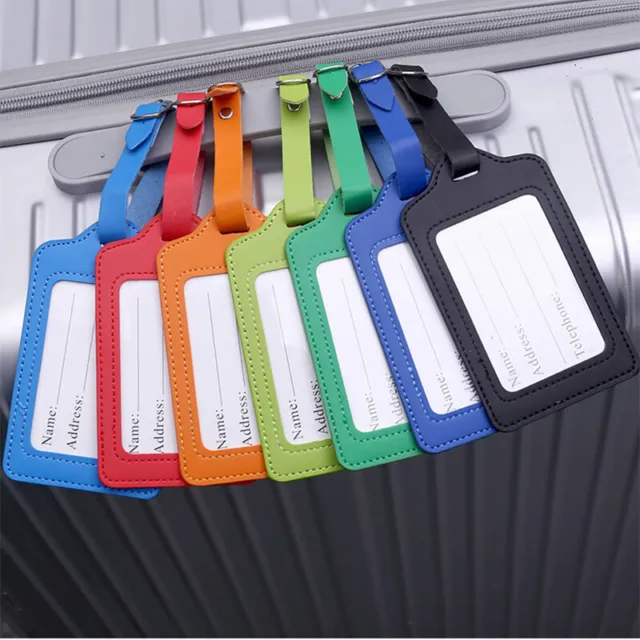 Leather Luggage Tags Suitcase Baggage Travel Address Id Card Name Label Holder