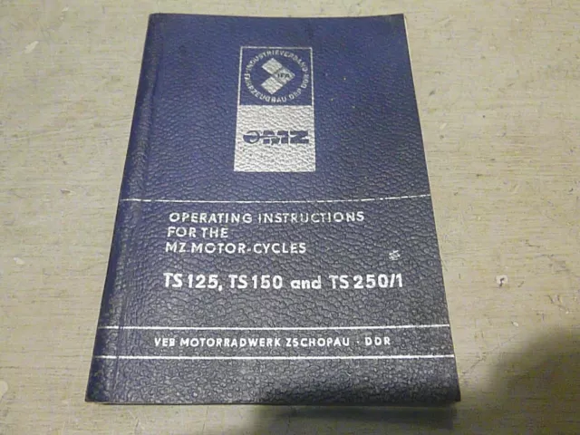 MZ TS 125 TS 150 TS 250/1 Owners Operating Manual Dated 1975 Genuine MZ Book