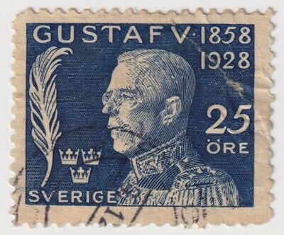1928 Sweden - 70th Anniversary Birth King Gustaf V - 25 Ore Stamp