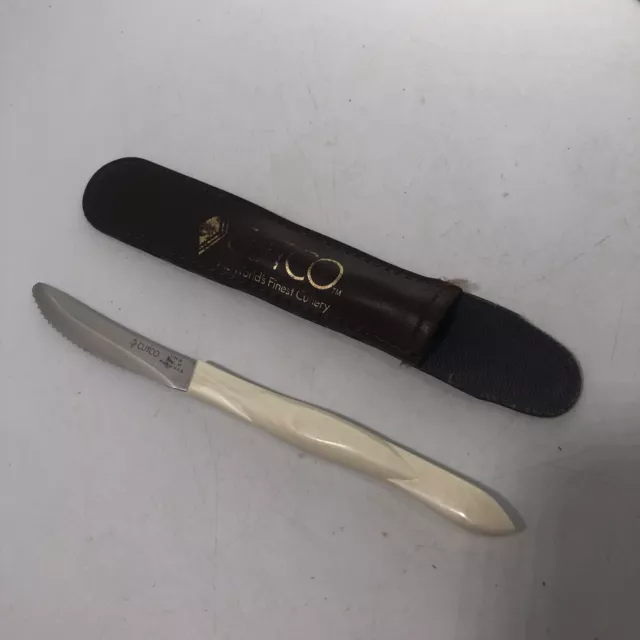 CUTCO 1759 JD Stainless Serrated Steak Knife White Pearl Classic Handle W Sheath