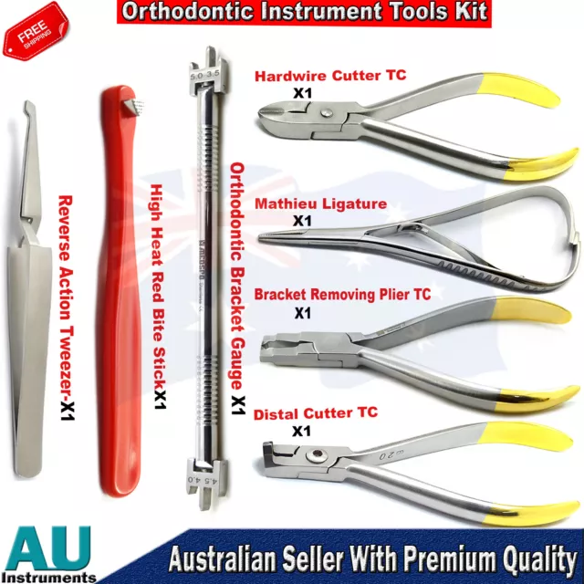 Orthodontic Dental Kit Bracket Pliers Gauge Tweezers Mathieu Ligature TC Cutters