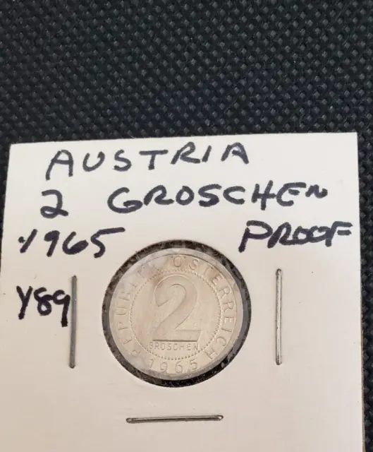 Austria 1965 2 Groschen Aluminum  Coin  Light Toning  Proof UNC  4740