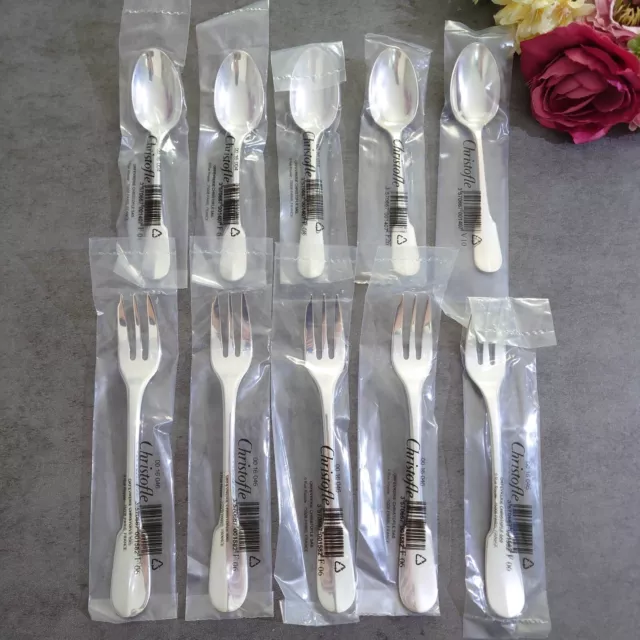 Christofle Cluny 10pcs Silverplate flatware Cake fork Coffee Spoon Brand New