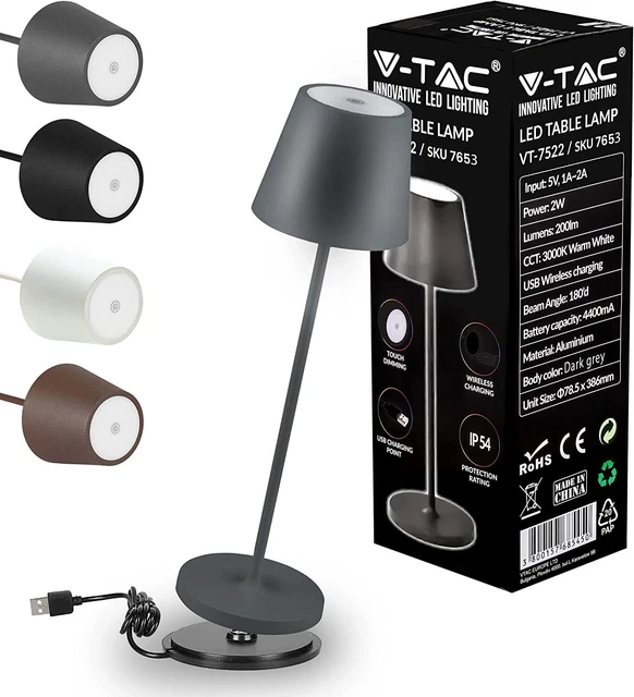 Lampada da Tavolo senza Fili V-TAC LED Dimmerabile Wireless IP54