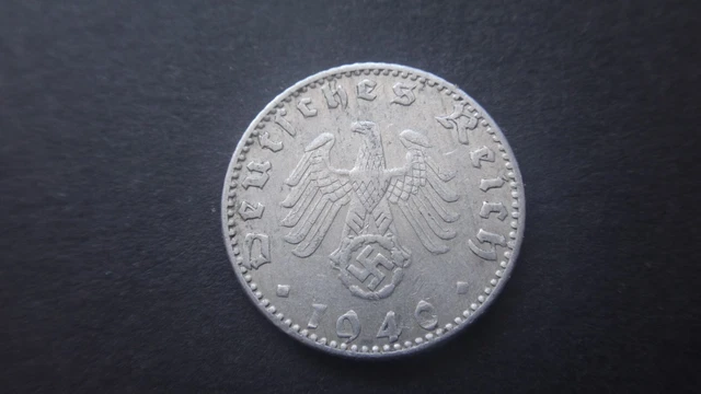 GERMANY 1941 J Swastika Aluminum Nazi Eagle 50 Pfennig Reichspfenning 