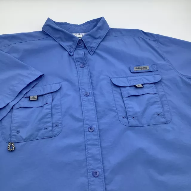 Columbia PFG Womens Short Sleeve Button Up Shirt Blue Size 2X