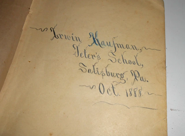 1884 FOURTH READER Children School History Coal Region Lehigh Co Salisburg PA