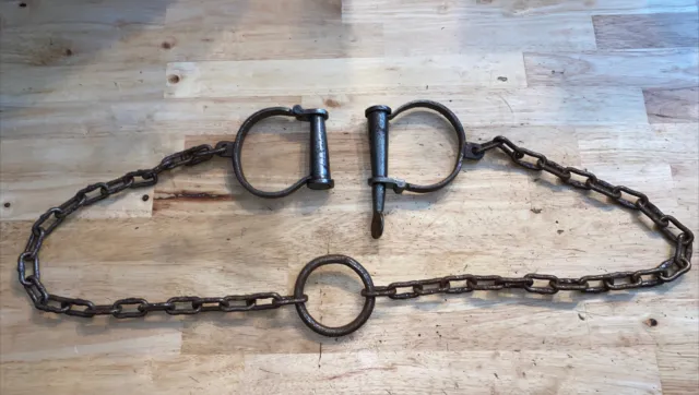 Leg Iron Shackles Set Patina Jailer Prison Guard Cast Iron Handcuff Penitentiary 2