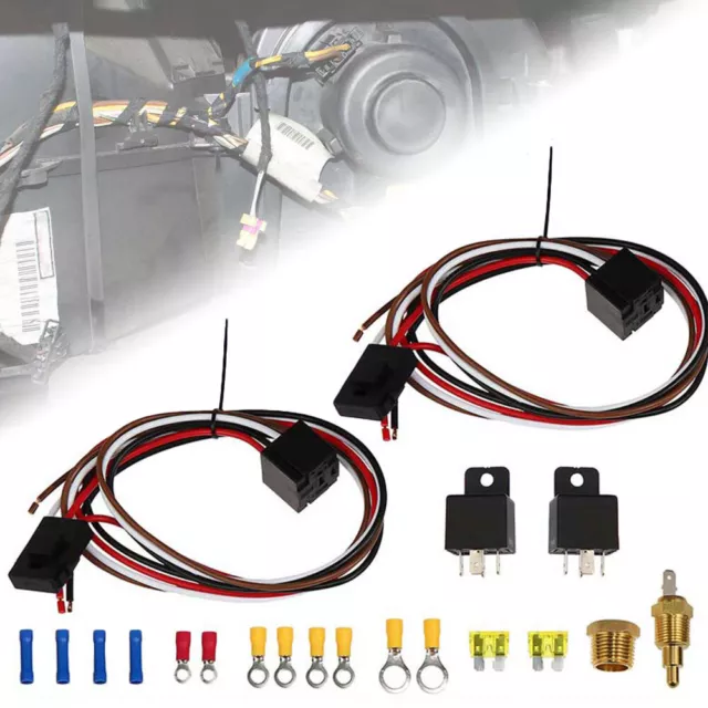 DC 12V Universal Doppel-Elektrolüfter-Relais Kit mit Thermostat-Sensorschalter