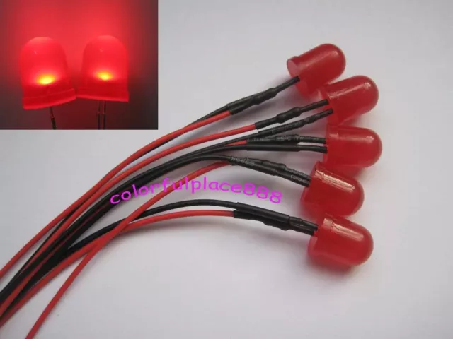 10 mm diffuse 12 V vorverdrahtet rot gelb blau grün orange warmweiß LEDs 9 V 20 CM