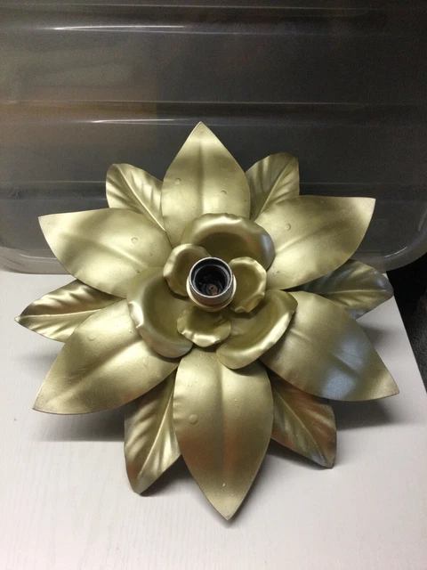 VINTAGE Lampe applique ou plafonnier  Style Jansen / Masca métal doré Feuilles