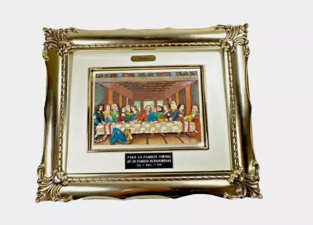 Last Supper VTG Resin 3-D Wall Picture Gold Ornate Frame Montefiori Italy Design