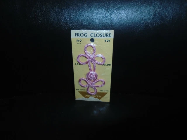 Nuevo De Lote Antiguo Wright's Cierre De Rana Rosa Algodón/Rayón