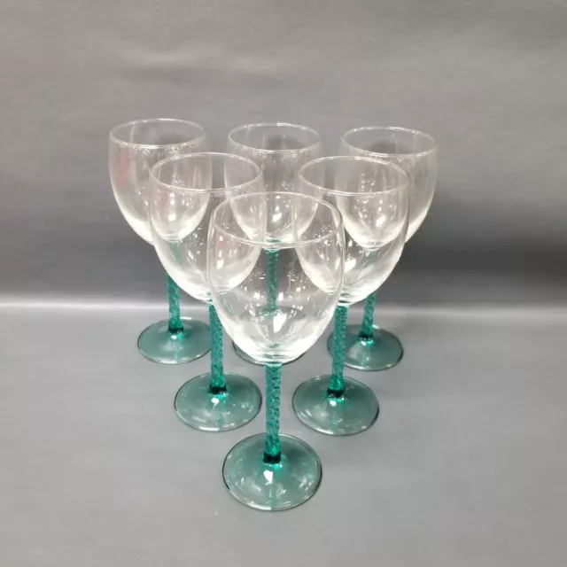 Cristal D'Arques Durand ANGELIQUE Aqua Wine Glasses Set Of 6 Twist Stem