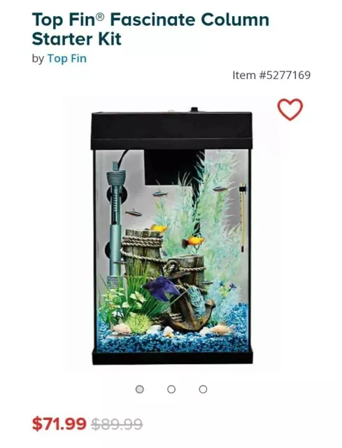 10 Gallon Fish Tank Aquarium LED Starter Kit Filter & Tank, Lid , Heater Used