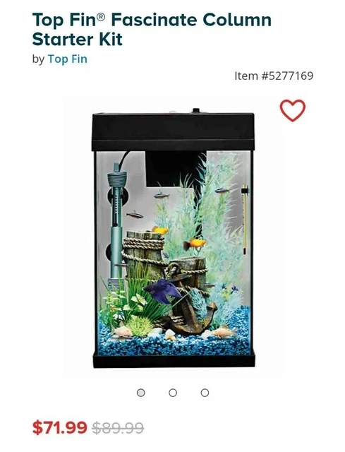10 Gallon Fish Tank Aquarium LED Starter Kit Filter & Tank, Lid , Heater Used