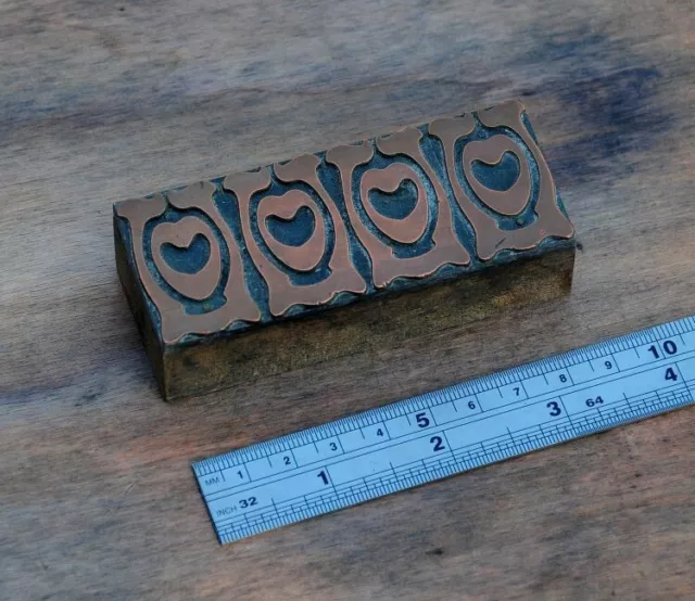letterpress printing block ornament Art Nouveau frame wood rare copper rare old!