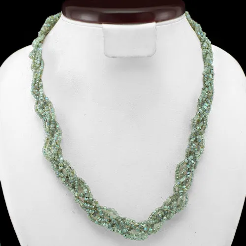 Exclusive Top Class 171.00 Cts Natural Faceted Blue Labradorite Beads Necklace