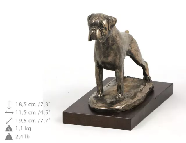 Boxer (uncropped), Holz Statuette, Bronze, ArtDog, DE