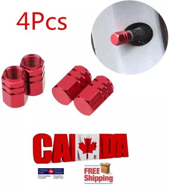 4pcs Red Aluminum Tire Wheel Stem Air Valve CAPS Car Truck SUV Motorcycle Bike