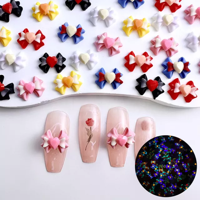 50pcs Luminous Nail Schmucknägelkunst Dekoration Bow Nail Art Dekoration