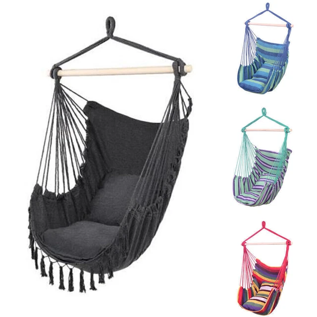 Hanging Rope Hammock Chair Porch Swing Seat for Indoor Outdoor Yard Garden Beach Hanging Rope Hammock Chair Porch Swing Seat for Indoor Outdoor Yard Garden Beach