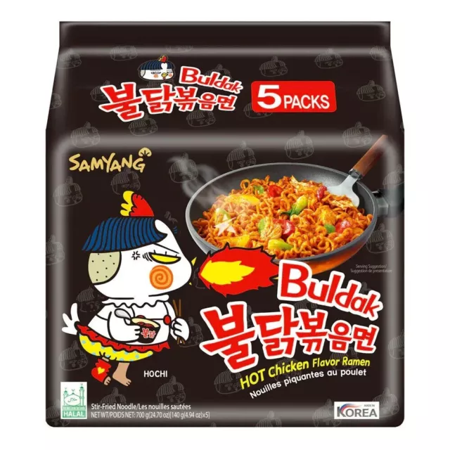 5 PACKS Samyang Buldak Ramen Hot Chicken Flavour Ramen Korean Spicy Hot Noodles