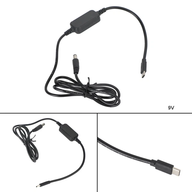 USB Type-C to 9/12/15V DC 5.5mm*2.5mm Adapter 1m 39.37inches PD Charger Cord