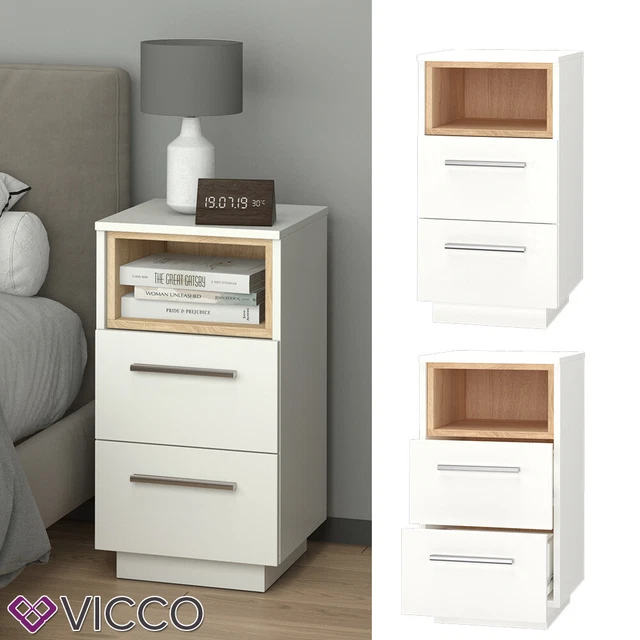 Table de nuit Nexera, 2 tiroirs, blanc 222203
