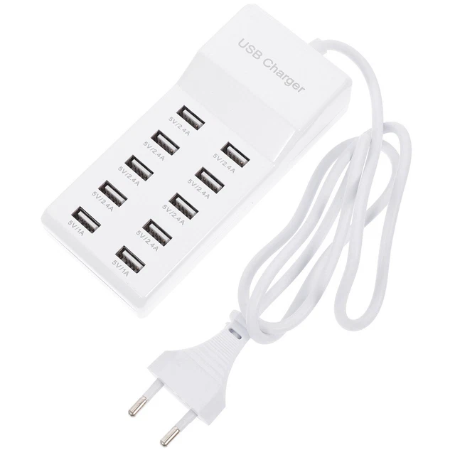 Fast Charger 10-port Desktop Charger Station 10A USB Smart Charger EU Plug