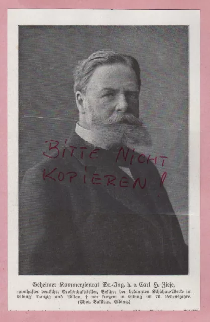 Bilddokument 1918, Bildnis Portrait Geh. Komm-Rat Dr Ing Carl H Ziese