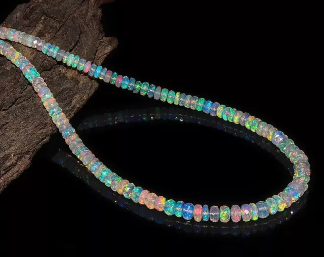 AAA Natürlich Äthiopische Feuer Opal 3mm-5mm Facettiert Rondell Edelstein Perlen