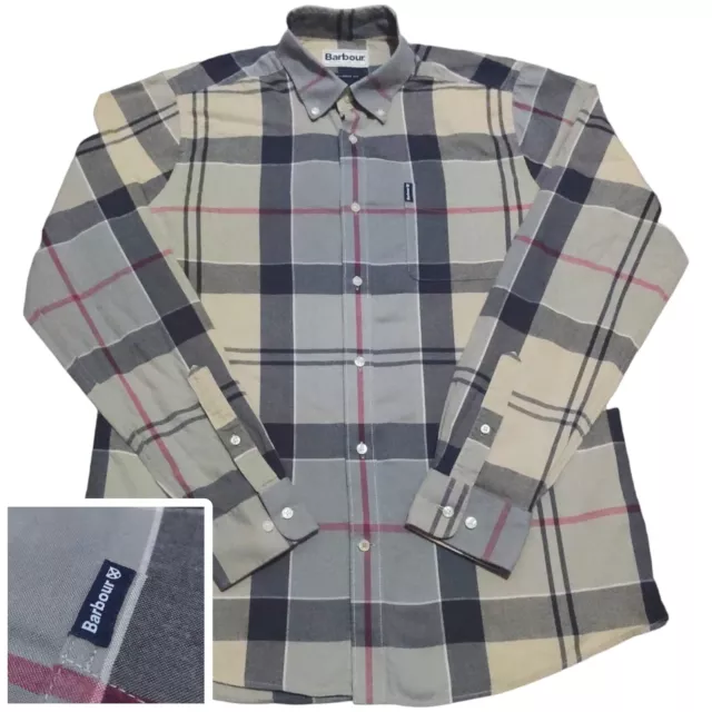 Barbour Multicolour Beige Tartan Check Shirt Mens Size Medium Tailored Fit