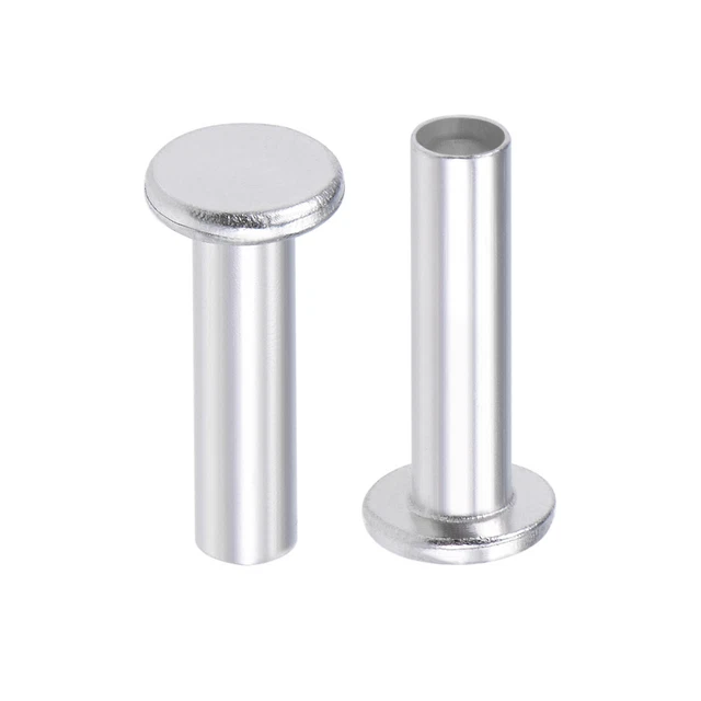 100 pz M4 x 16mm alluminio testa piatta rivetti Semi-Tubolare tono argento