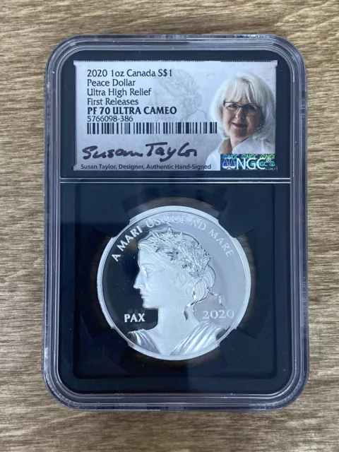 PF70 2020 Canada Silver Dollar Peace Dollar Ultra High Relief NGC ULTRA CAMEO 2