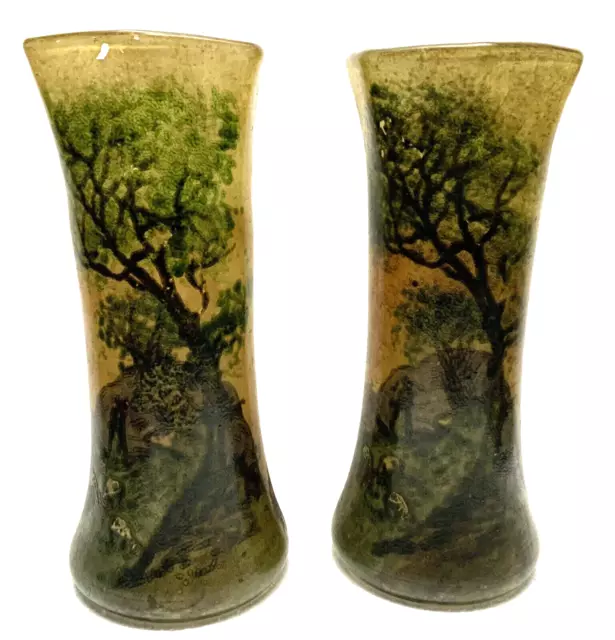 Paire de VASES émaillés décor naturaliste ( LEGRAS ?)