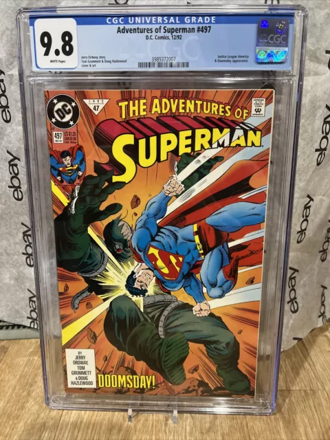 Adventures of Superman #497 CGC 9.8 White Pages Dc Comics Freshly Graded