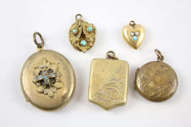 Antique Pendants Edwardian Seed Pearl Locket x 5