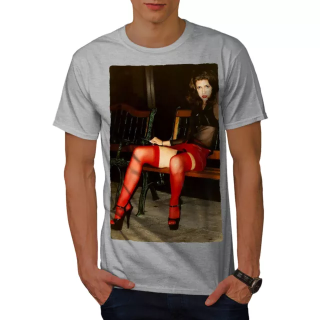 Wellcoda Public Erotic Girl Mens T-shirt, Gamer Graphic Design Printed Tee
