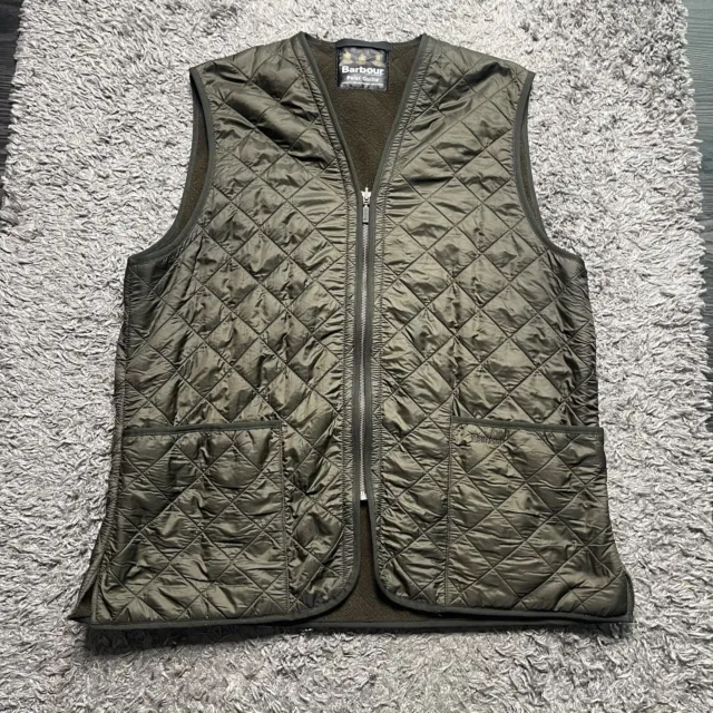 Barbour Vest Mens XL Green Polarquilt Fleece Lined Waist Coat