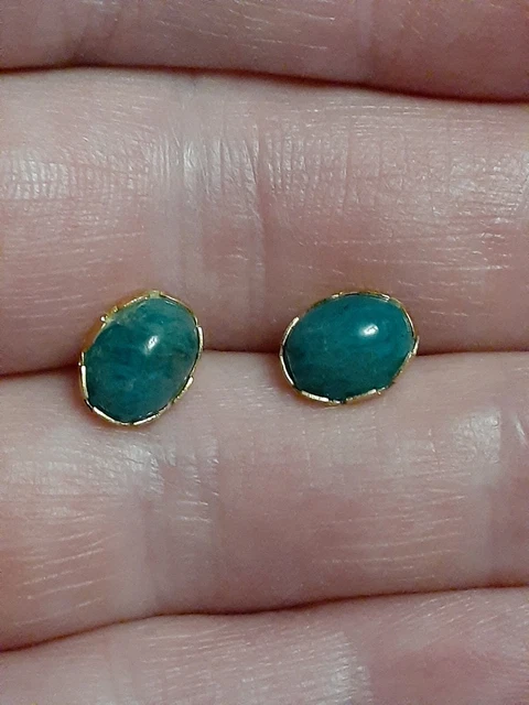 Solid 14k Gold Jade Earrings-8.7mm X 6.8mm-not Scrap