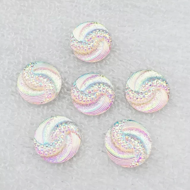 15 Stck. Harz Rund Glitzer Wirbel Flache Rückseite Dekodierung Kawaii 20 mm Strukturiert Luxus