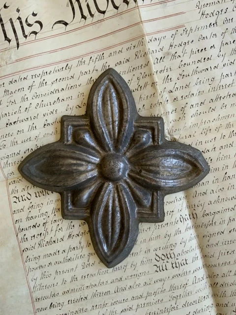 Antique Architectural Floral Metal Pediment - Early 1900s