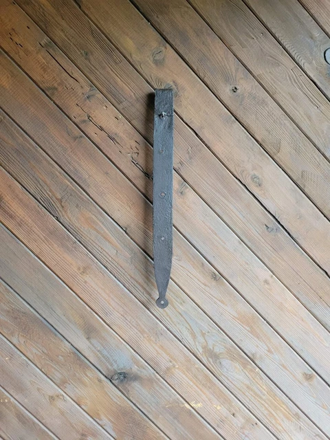 19c Antique Hand Wrought Forged Iron Barn Door Strap Hinges 26" 5