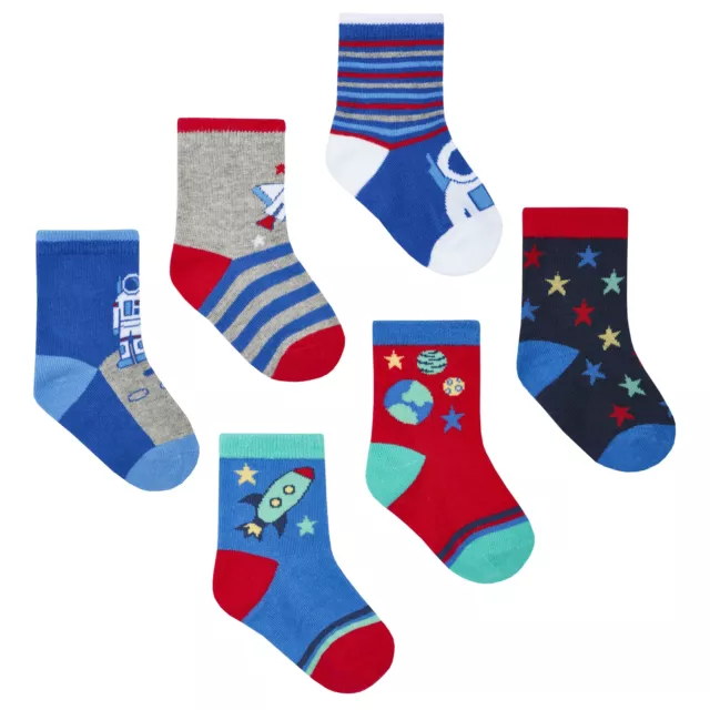 Babies 3 Pack of Novelty Space Design Socks Astronaut Spaceman Rocket Kids