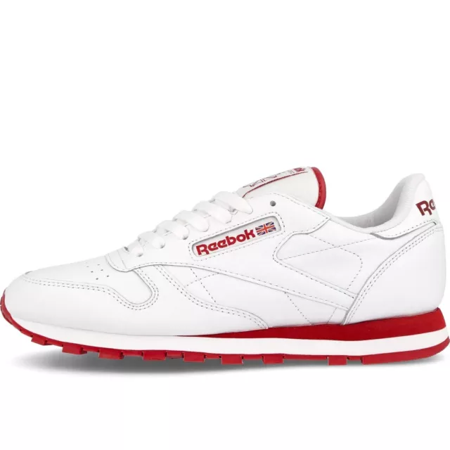 Reebok Classic Leather Sneaker scarpe da ginnastica unisex bianco rosso (GZ9936) NUOVE