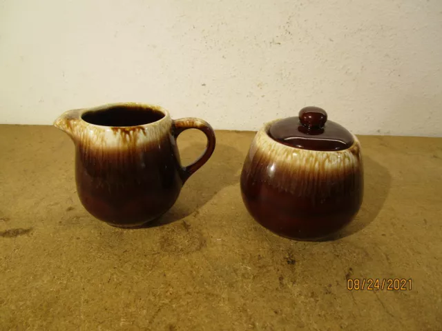 McCoy Pottery Brown Drip Glaze 7020 Creamer & Sugar Bowl