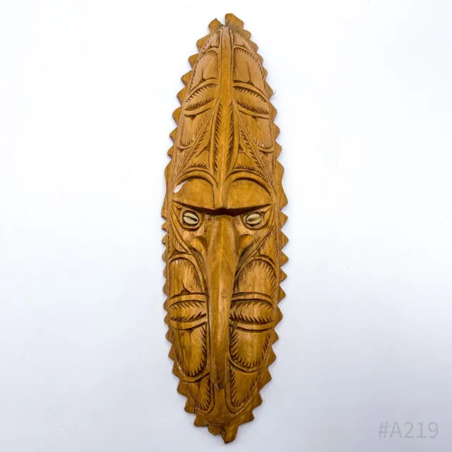 African Mask Wall Mask from Wood Hand-Carved Handmade 9x34cm 2